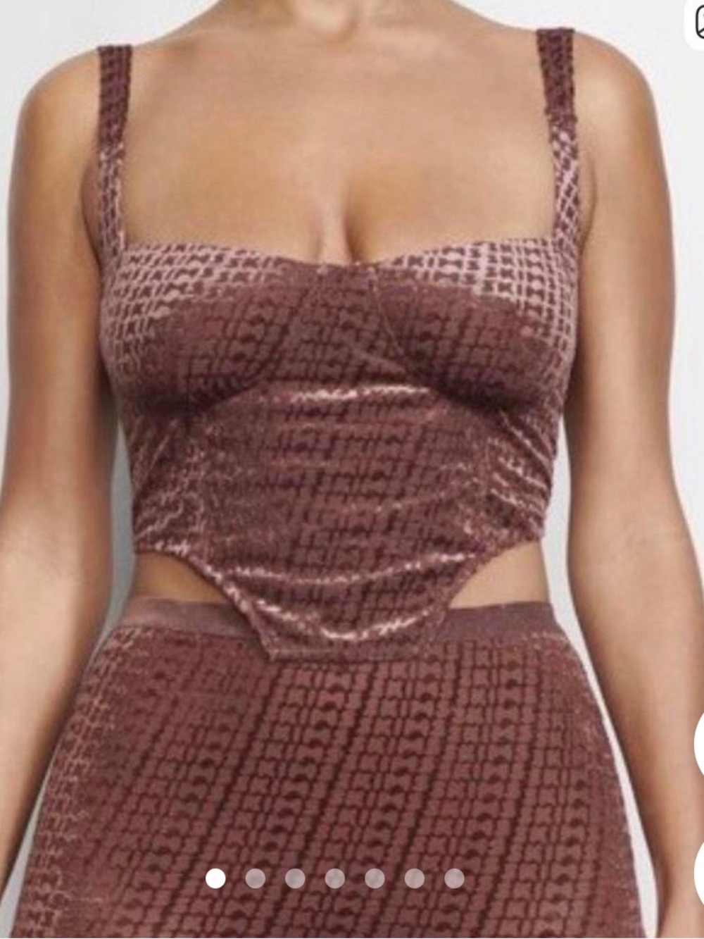 Skims brown burnout chestnut velour corset crop top size medium - never worn